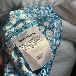 Reformation Blue and White Mini Skirt